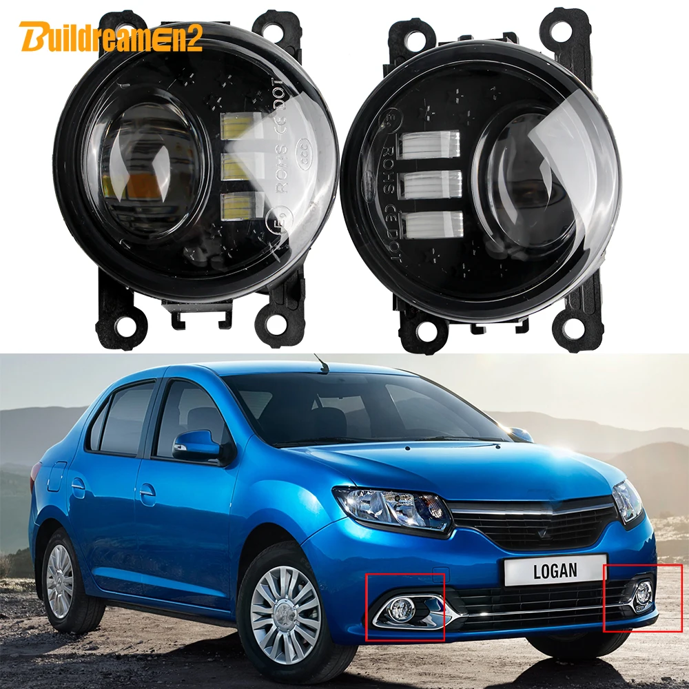 

2 светодиодных линз противотуманных фар в сборе для Renault Dacia Logan 2004-2023 30 Вт H11, передний бампер автомобиля, противотуманная фара, высокая яркость