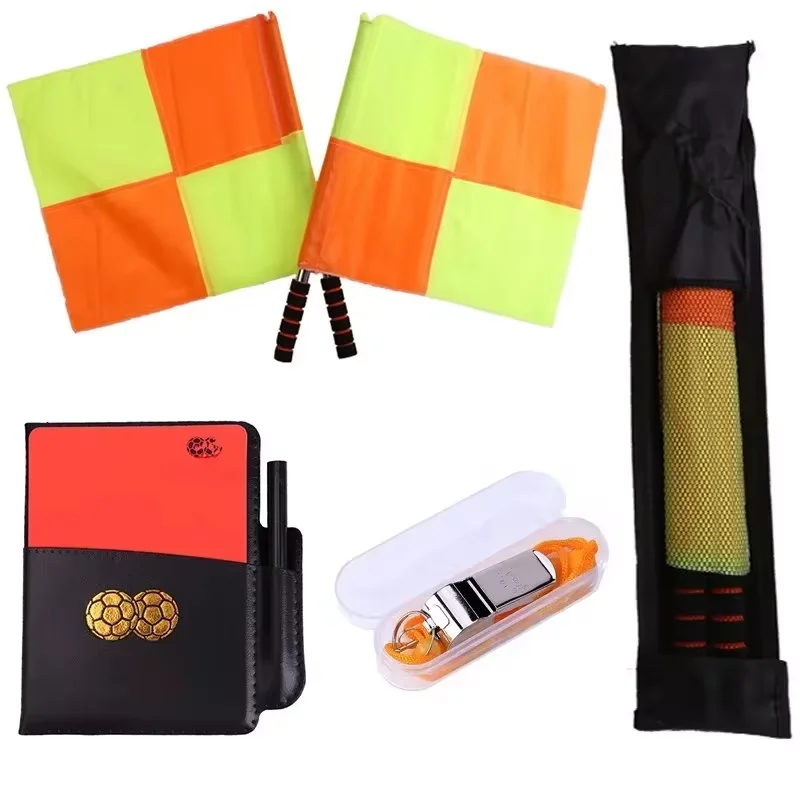 Soccer Referee Flag Whistle Set Professional Football Red Card And Yellow Card Kit Sport Training Useful Referee Tool