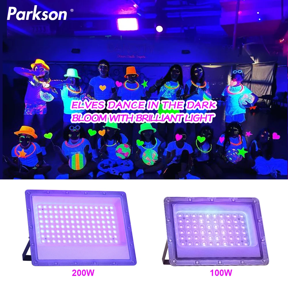 

395 нм 400 нм светодиодный УФ-прожектор 50 Вт 100 Вт светодиодный сценический черный свет 220 В водонепроницаемая лампа для ультраграфии люминесцентный светильник для вечеринки