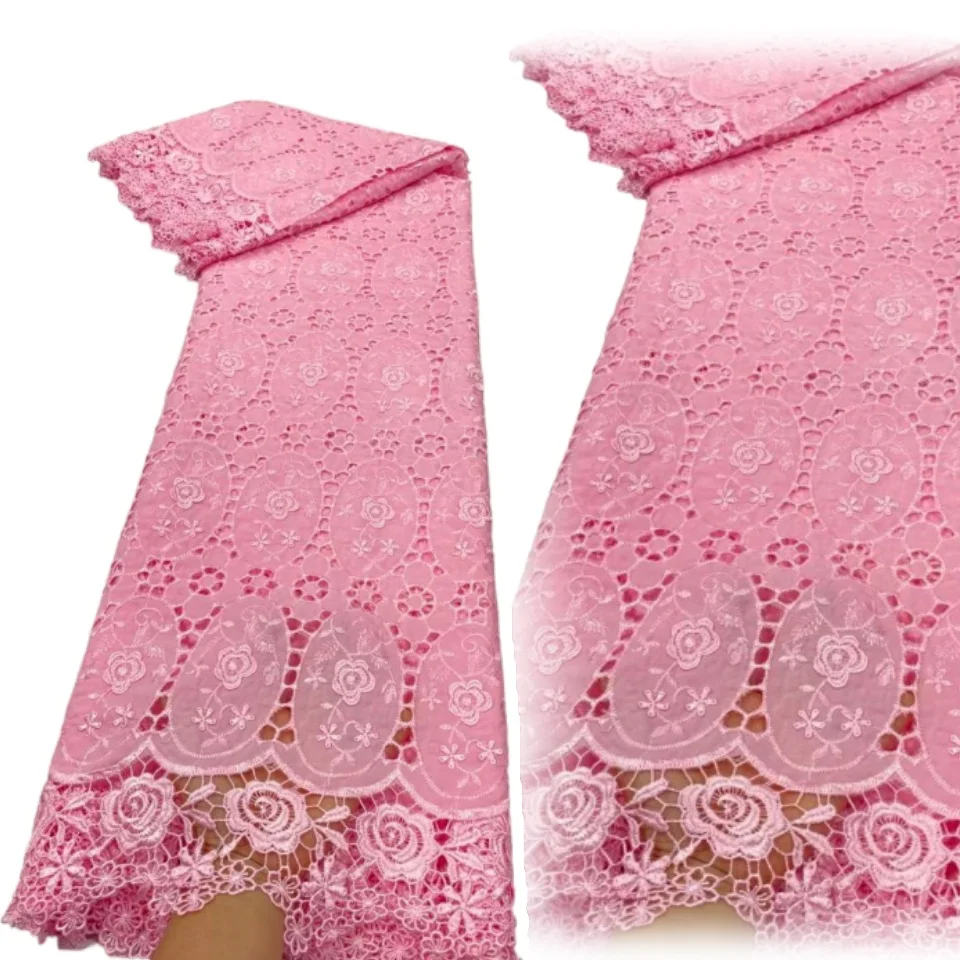 

2025 High Quality Africa Nigerian Tulle Lace Fabric Sequins for Wedding Dress Chiffon Party Guipure Sewing Cotton 5Yard AH1233