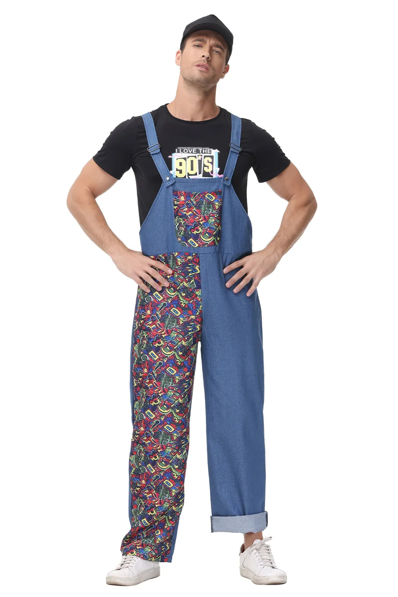 Männer Retro 80er 90er Disco Hippie Kostüm Hip Hop Casual Bib Anzug Halloween Cosplay Karneval Party Kostüm