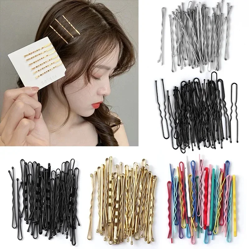 Korean 50/100pcs Simple Black Hair Clips for Girls Bobby Pins Invisible Wave Curly Bride Disposable Hair Pin  Hair Accessories