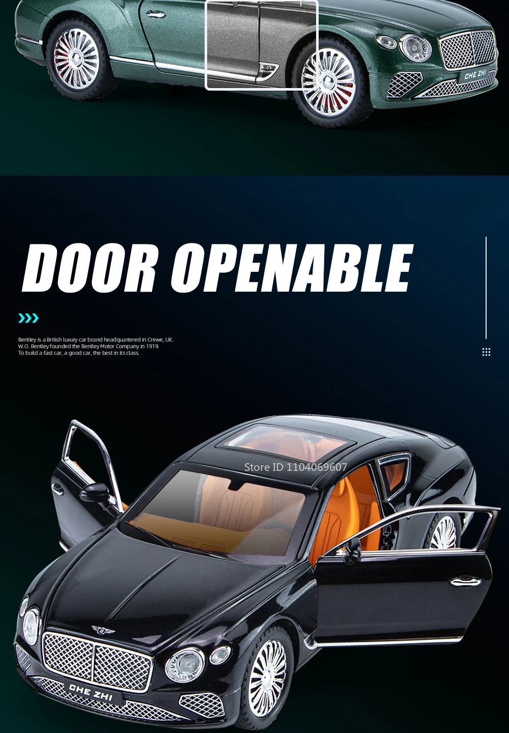 Maßstab 1:24 Continental GT Legierung Automodell Spielzeug Zurückziehen Diecast Metall Sportwagen Modelle Simulation Sound Licht Sammlung Geschenke – Detail 5