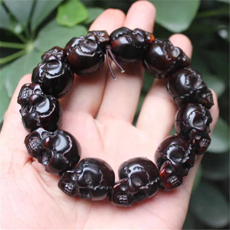 

Tibetan Style Natural Yak Horn Men and Women Skull Evil Spirit Bone Bracelet Ornament