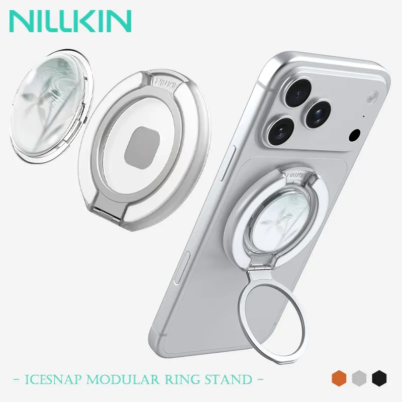 

NILLKIN IceSnap Magnetic Ring Stand, N52 Strong Magnet Dual-Sided 1000g Hold 180° Adjustable for Metal Surface Wireless Charging