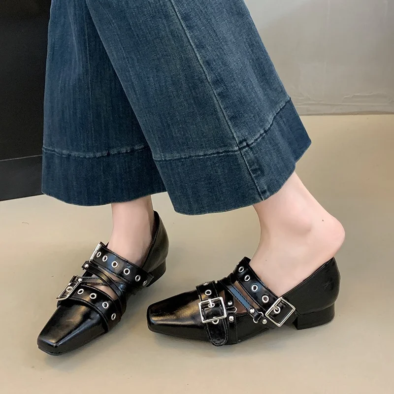 Женская обувь с пряжкой и ремешком, балетки, модная женская танцевальная обувь, весенние женские туфли на плоской подошве с круглым носком и туфли в стиле Лолиты