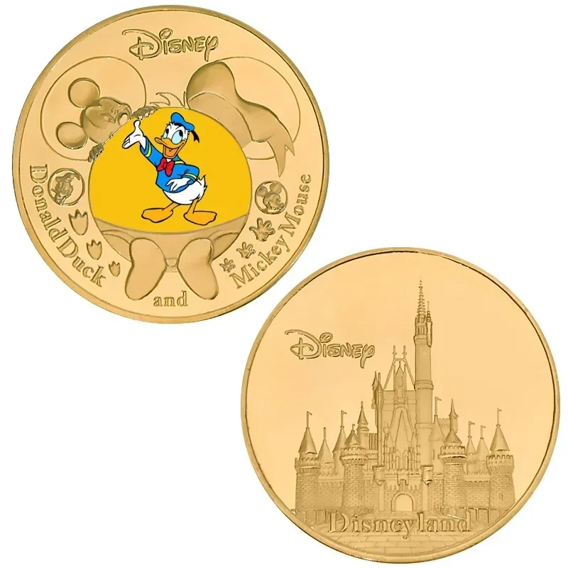 Disney Commemorative Coin Mickey Minnie Mouse Anime Figures Peripheral Donald Duck Gold Coin Lucky Coin Children's Gift Crafts