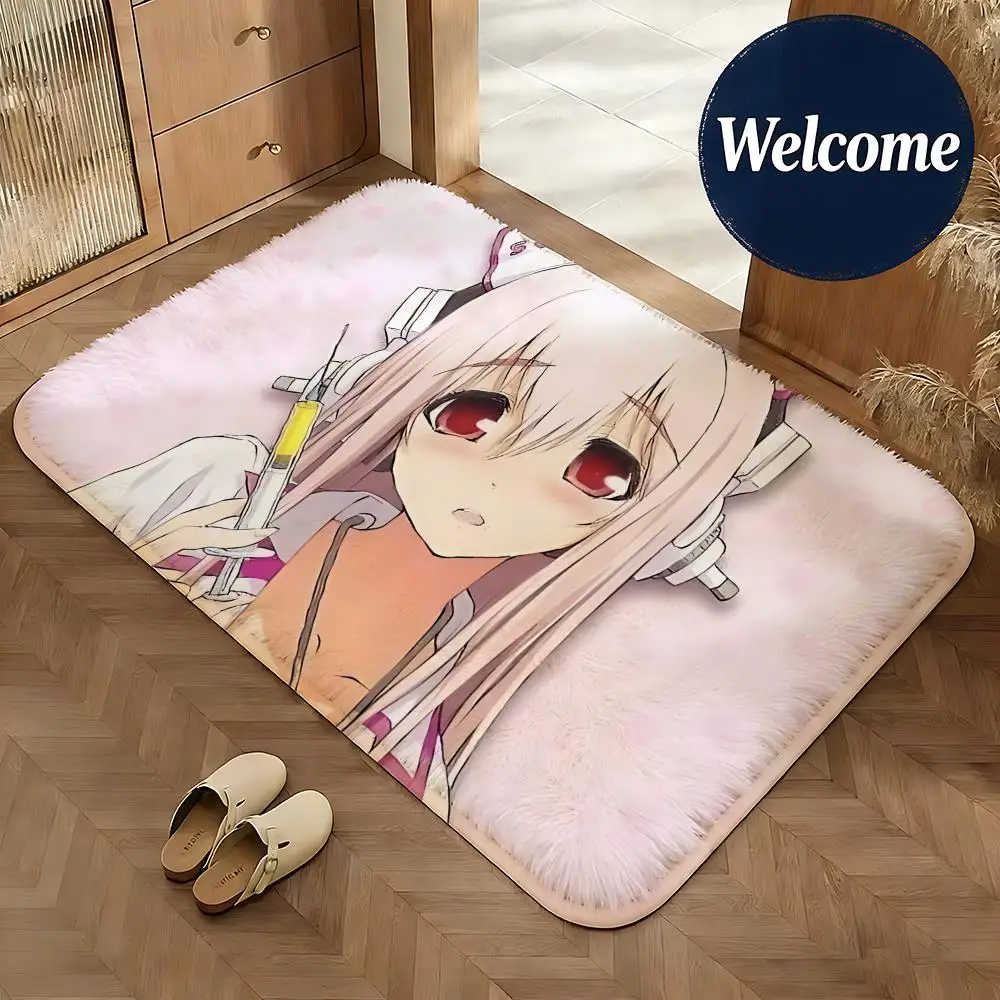 Weiche Flanell-Bodenmatte mit Charakter-Motiv Super Sonico Manga, rutschfeste, saugfähige Fußmatte für Badezimmer, Schlafzimmer, Heimdekoration, Teppich – Detail 8
