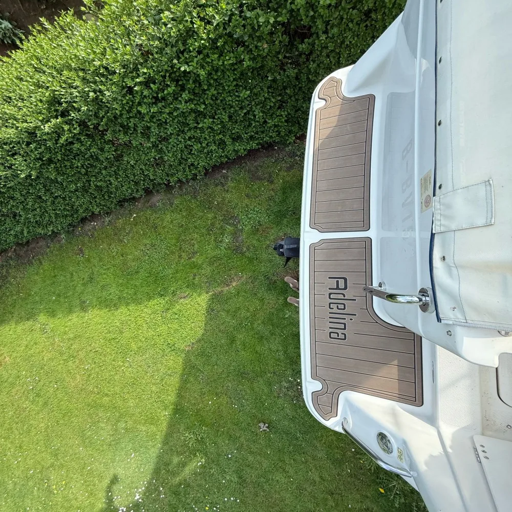 1998 Bayliner 2655 منصة السباحة قمرة القيادة وسادة قارب إيفا رغوة فو خشب الساج سطح السفينة الكلمة حصيرة SeaDek نمط ذاتية اللصق V954 C46M