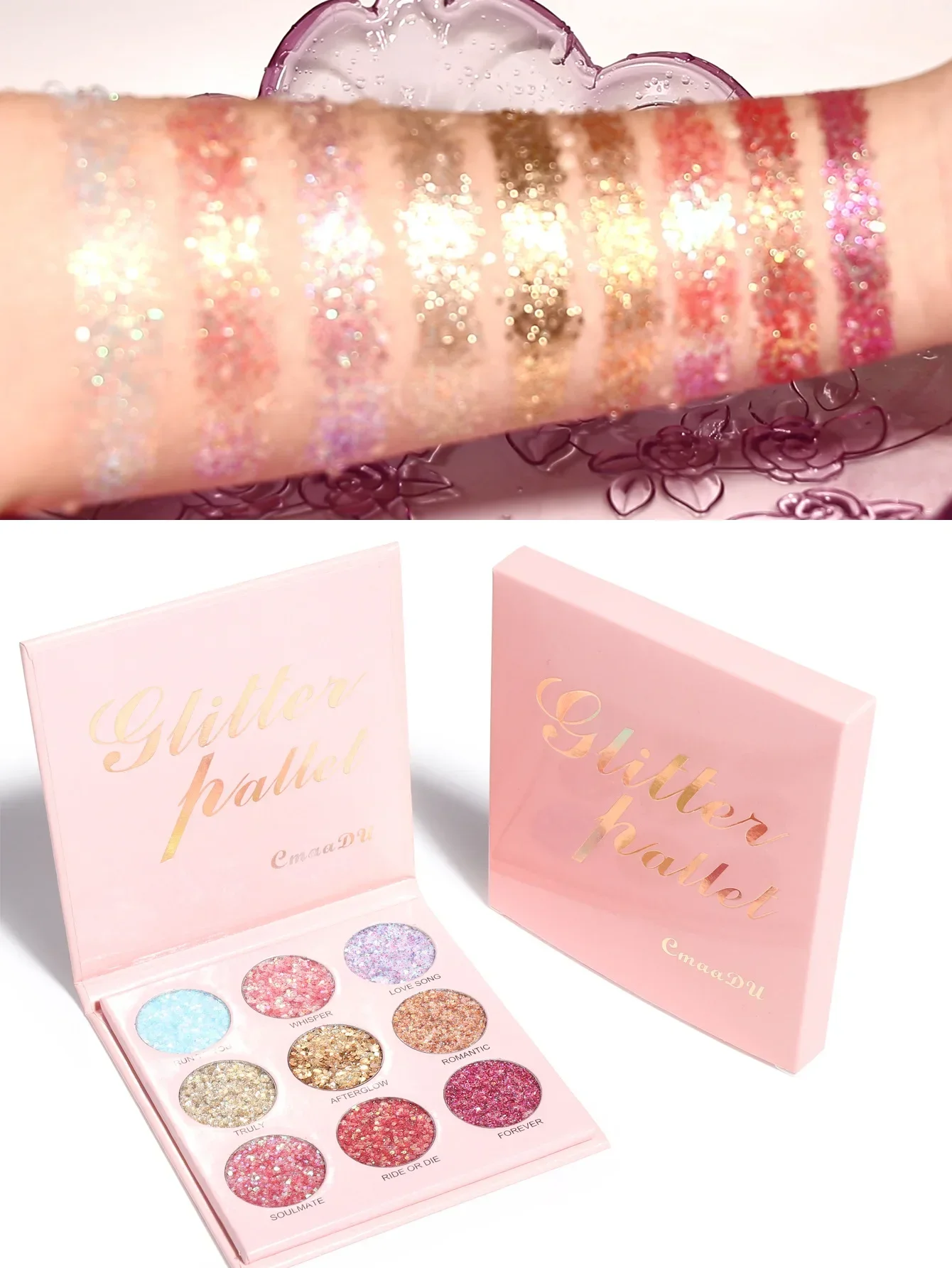 Heallor Cmaadu 9 Kleuren Oogschaduwpalet Make-Up Kleurrijke Naakte Glans Glitter Mat Gepigmenteerd Poeder Geperst Nude Oogschaduw Cos