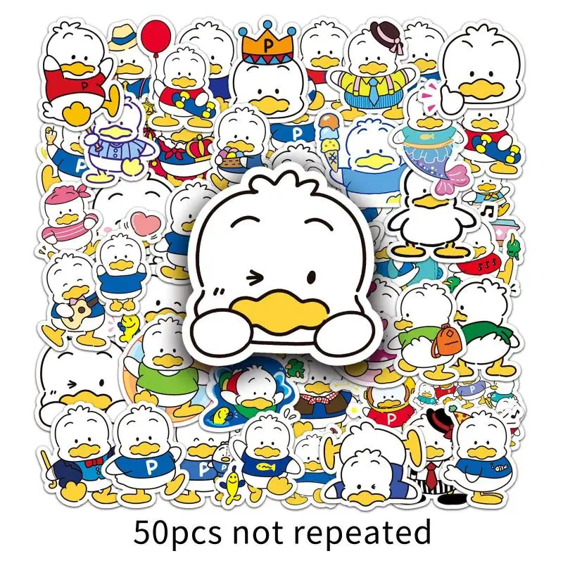 50Pcs Sanrio Pekkle Duck Graffiti Stickers Laptop Phone Case Stickers Water Cup Luggage Handbook Waterproof Sticker For Girls