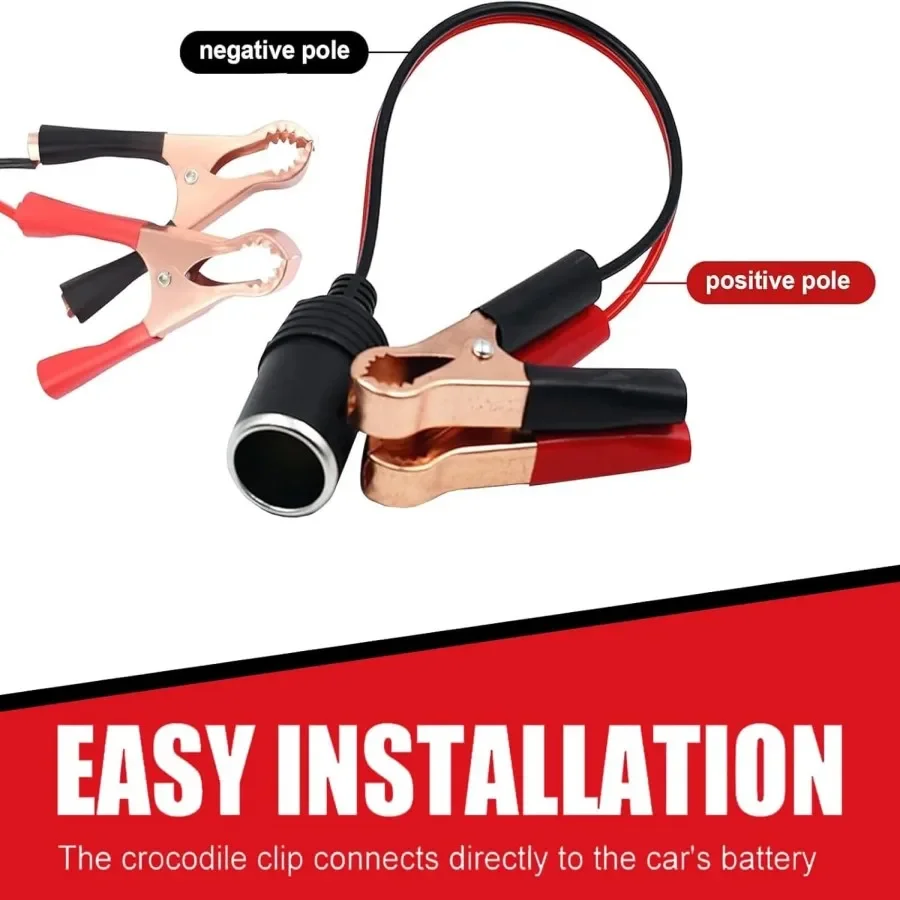 Battery Clamp Converter, Battery Clamp Converter, Cigarette Lighter Socket to Clip, 12V-24V Cigarette Lighter Female Socket to C