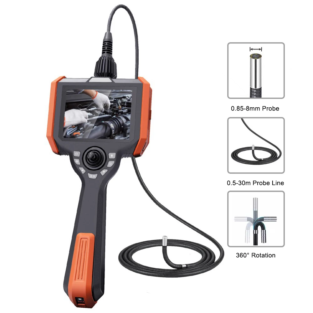 360 Degree Industrial Borescope Price 5 Inch HD IP67 Optical Fiber Analog Camera Factory Industrial Endoscope Videoscope