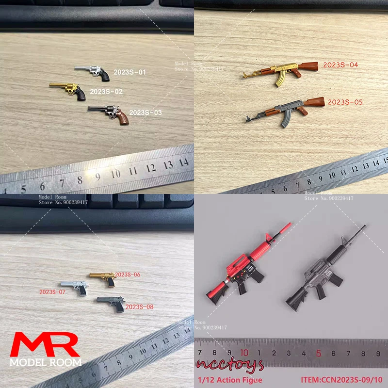 2023S 1/12 Desert Eagle AK47 Revolver M4-A1 Pistola Modelo de Arma Accesorios de Escena Compatibles con Figuras de Acción de Soldados Masculinos y Femeninos de 6''