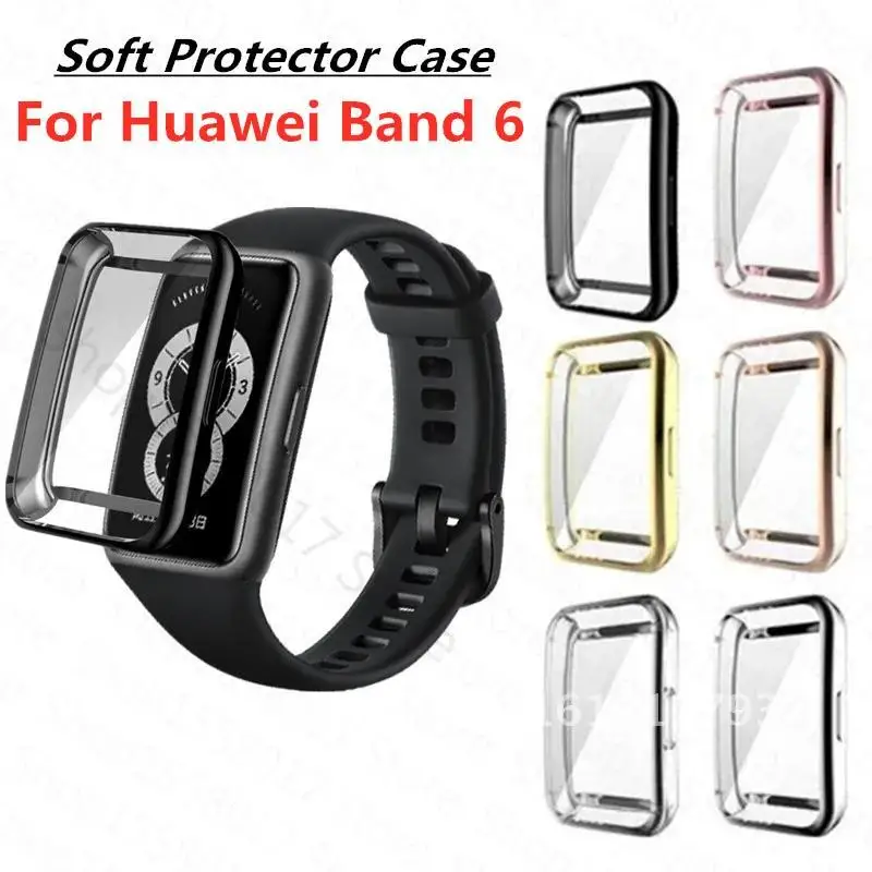 For Huawei Honor Band 6 7 Watch Case Plating Soft TPU Protective Cover For Huawei Band6 Full Screen Protector Cases Bumper Shell