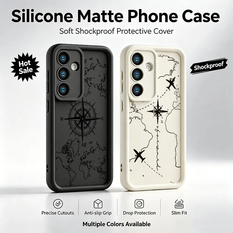 Travel-Inspired Airplane Route Phone Case For Samsung Galaxy A17 A16 A15 A14 A07 A06 A57 A56 A55 A54 A53 A52 A36 A35 A34 A33 A26