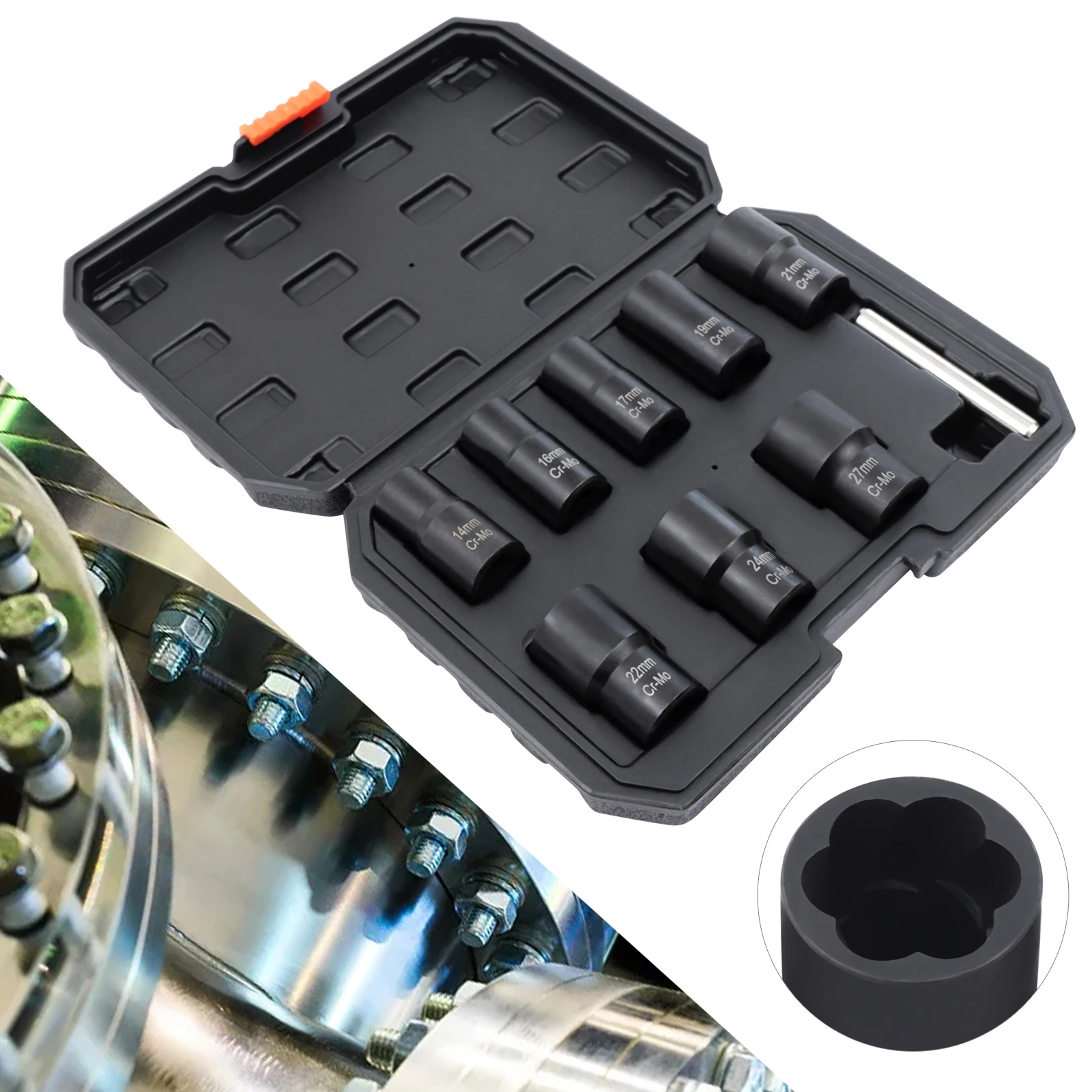 

Bolt Nut Extractor Set Easy Out Broken Lug Nut Extraction Remover Socket Set for Damaged, Frozen,Studs,Rusted, Rounded-Off Bolts