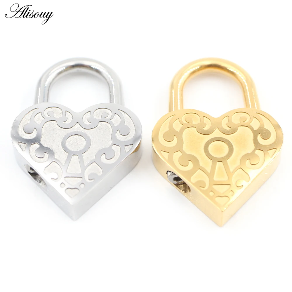 Alisouy 1PC Stainless Steel Love Heart Lock Ear Weights Expander Stretcher Plugs Buckle Gauges Earrings Body Piercing Jewelry