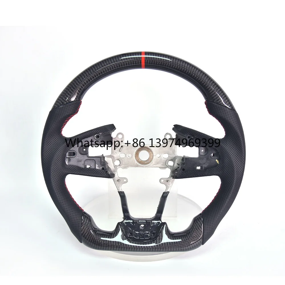 Suitable for Honda Civic Modified Carbon Fiber Steering Wheel Assembly with Leather Punching Customization Upgrade