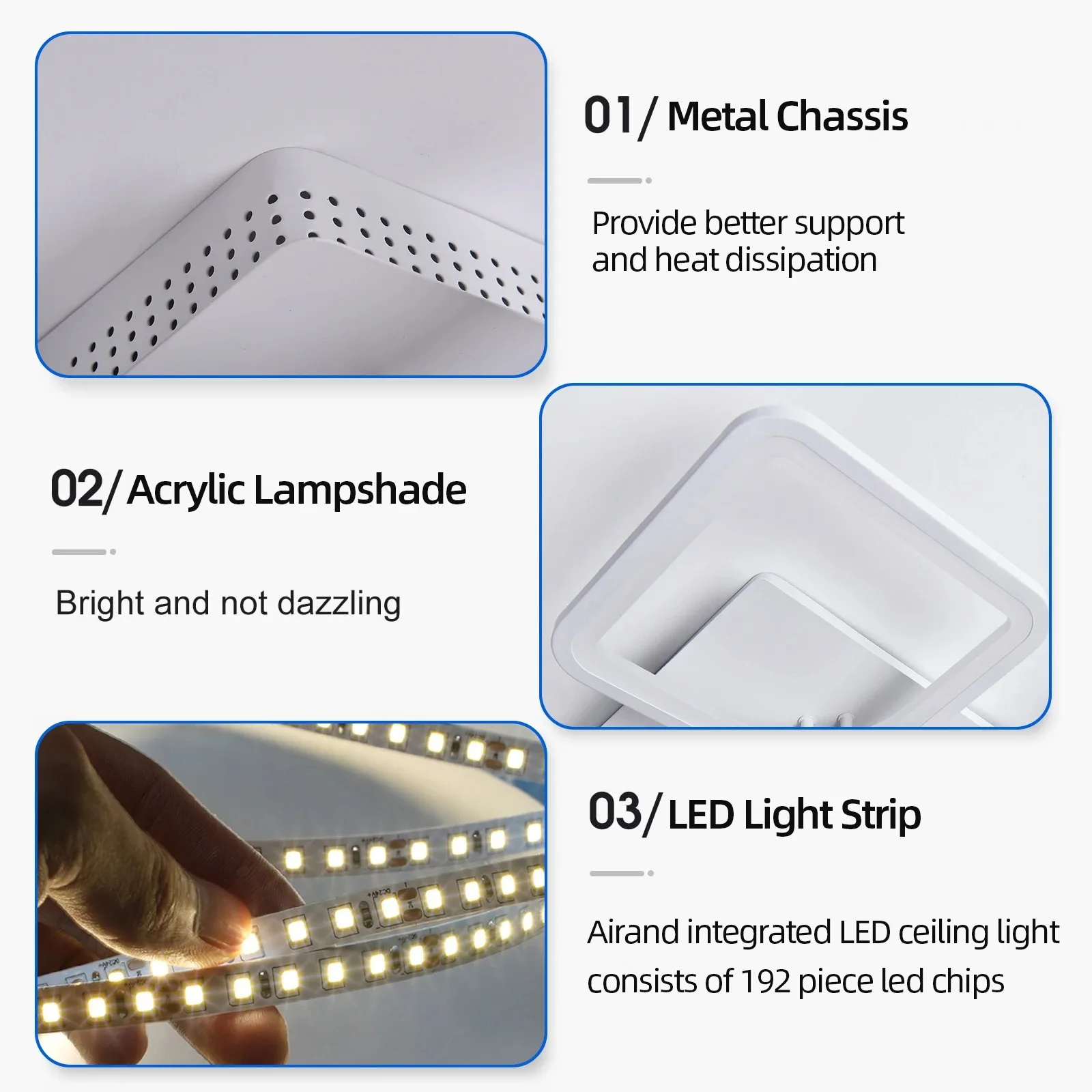 IRALAN-nowoczesne lampy sufitowe LED, akrylowy kwadrat, inteligentna temperatura barwowa, ściemnianie, sprzęt gospodarstwa domowego, wystrój pokoju