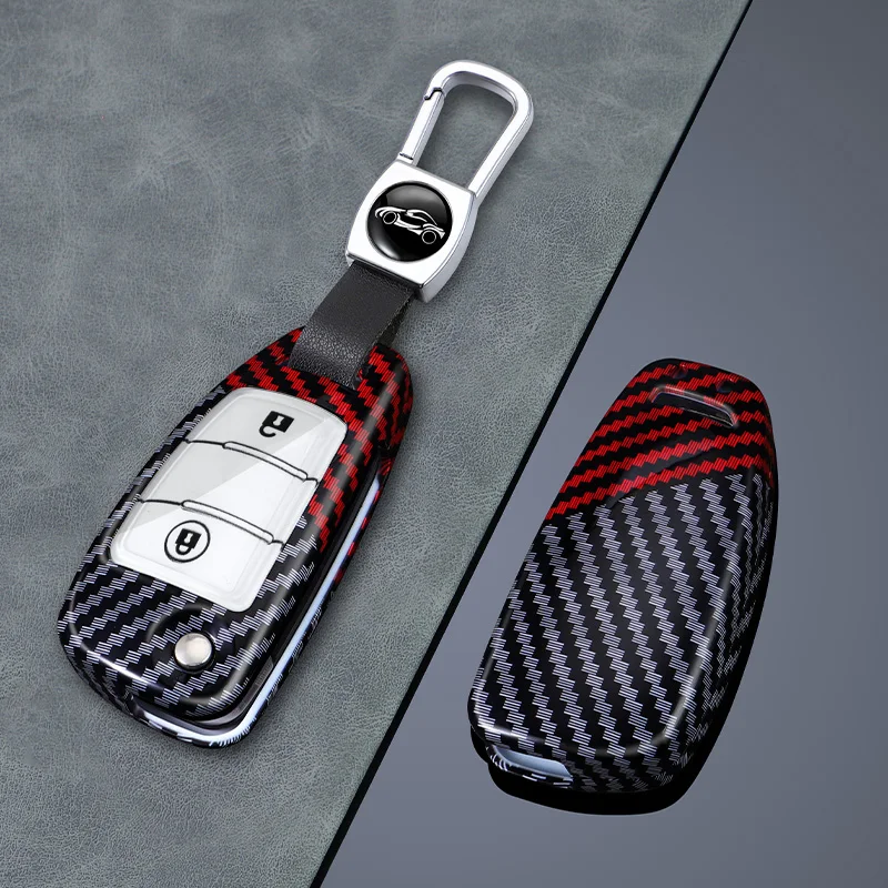 For Jiangling Ruimai Keybag Isuzu Pickup Remote Control Cover 2-key Folding Carbon Fiber Pattern Car Keychain Set Men and Women