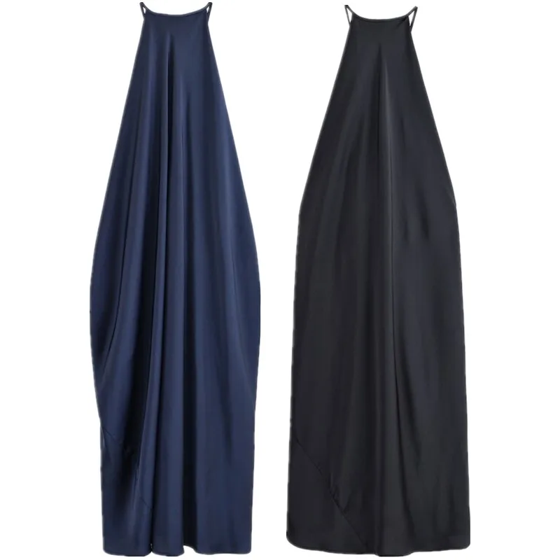 Summer New Arrival Women's Long Svel Silk Satin Feel Dr Versatile High Waist A-Line Gown Commute Sle  Color