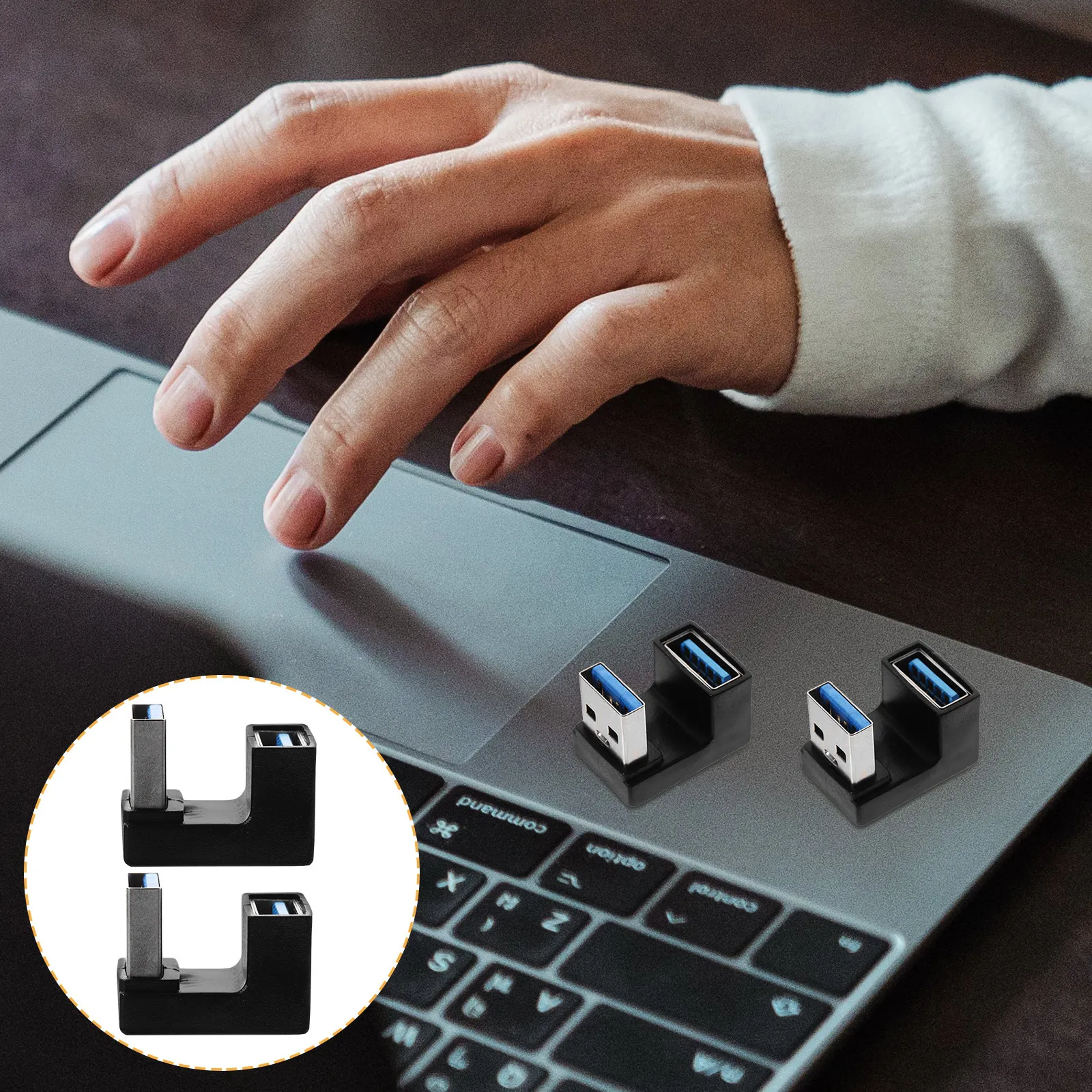 2Pcs USB Right Angle Adapter 90 Degree USB 3.0 Male Female Angled Connector Laptop Accessories High Data Transfer