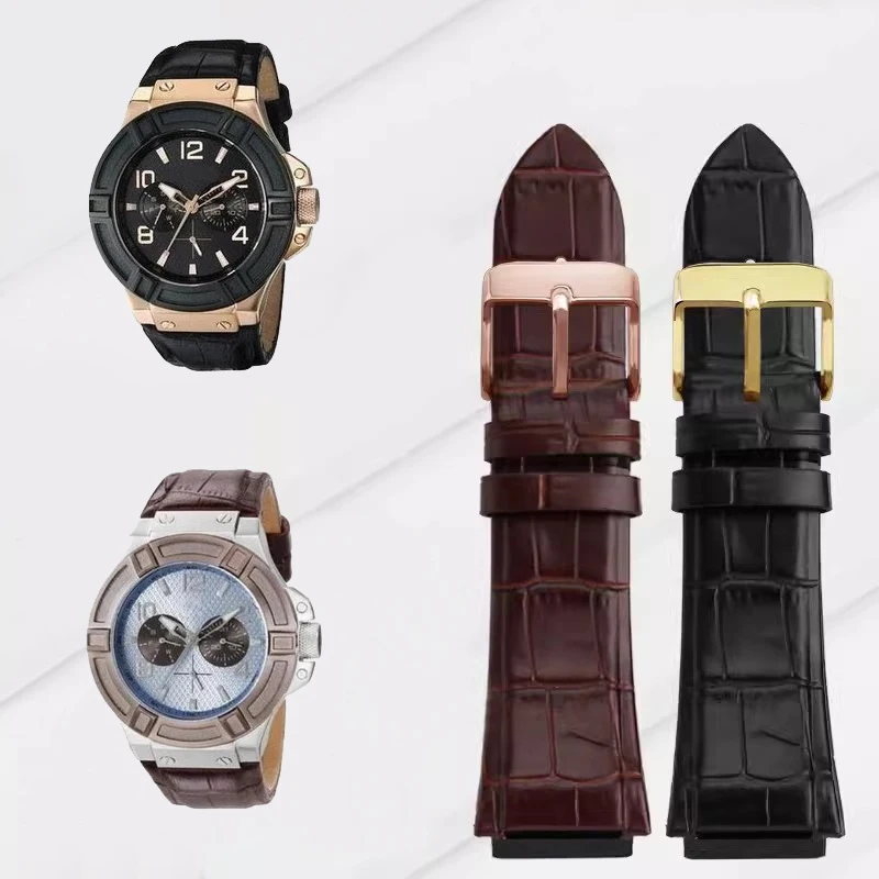 Genuine Leather Watch Band for GUESS W0247G3 W0040G3 W0040G7 Series watches band blue black brown 22mm men watchStrap