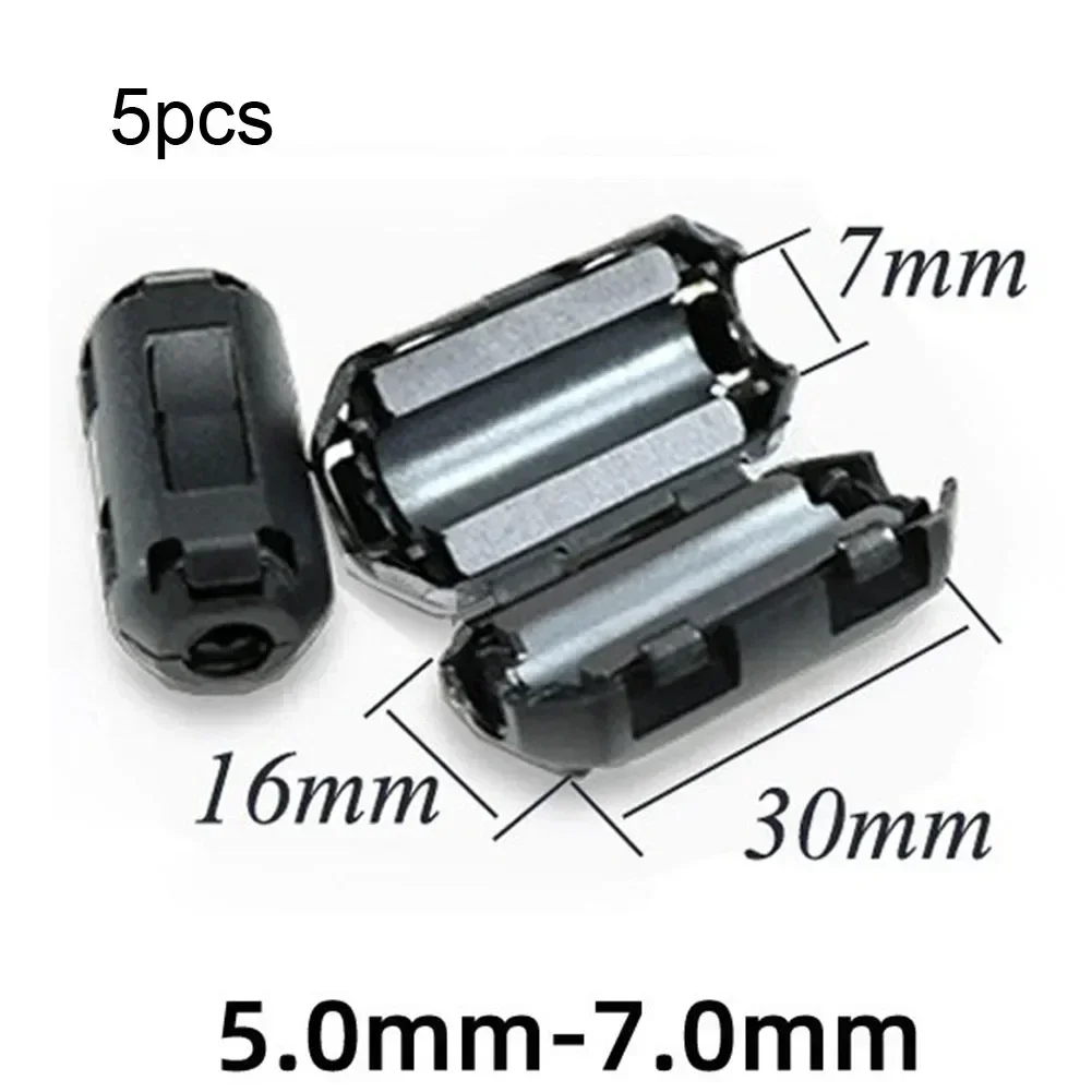 

5pcs 3.5/5/7/9/13mm Toroidal Core Ferrite Bead Clip Choke EMI RFI Noise Filter Clip For Power Cord USB Antenna Audio Cable