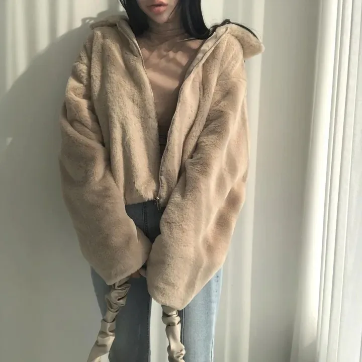 Damska ciepła kurtka z futerkiem Thiened, koreański styl, elegancka, jesienno-zimowa, nowa, prosta, retro, luźna, z charakterem, top, płaszcz damski.