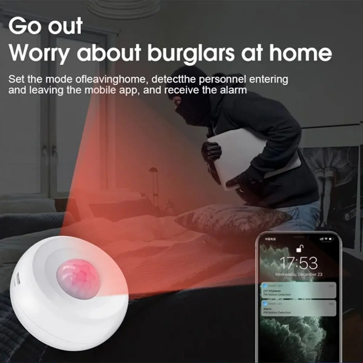 Goodprice Tuya Smart WiFi Infrared Detector, Intelligent Monitoring, Safeguard Your Home Security,for Alexa and Google