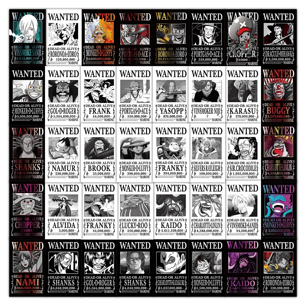 

10/30/50PCS Cool Anime One Piece Stickers Poster Style Cartoon Decoration DIY Skateboard Notebook Phone Bike Car Wall Decals Toy