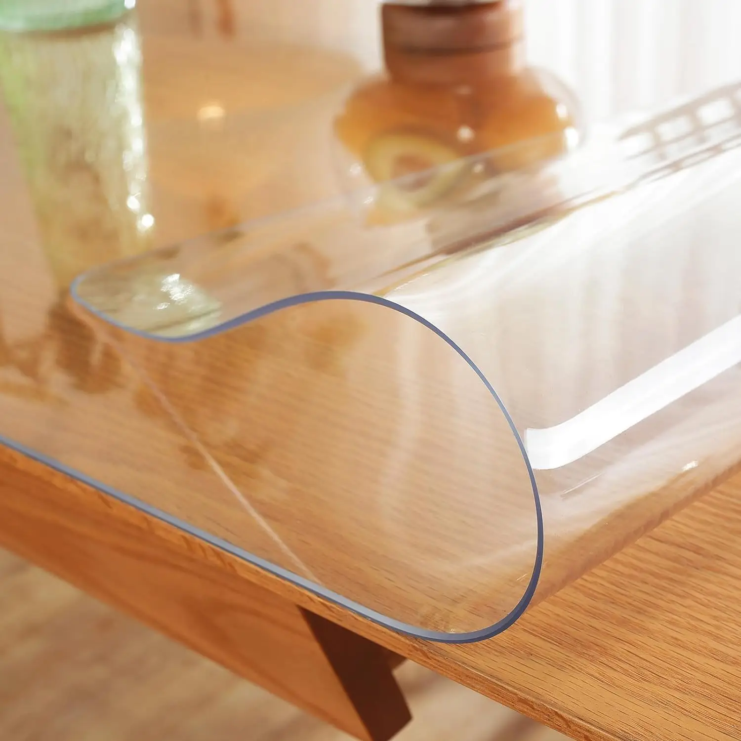 PVC Transparent Tablecloth with a Thickness, Heat-Resistant, Waterproof, and Oil Resistant Dining Table Mat, 1pc