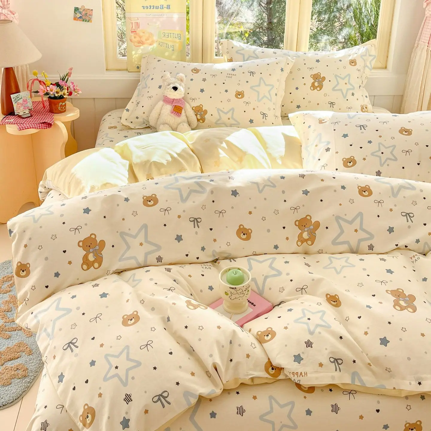 Ins Fashion Bedding Set 2025 New Full Queen Size Duvet Cover Flat Sheet Pillowcase No Filler Kids Adult Girls Boys Bed Linens