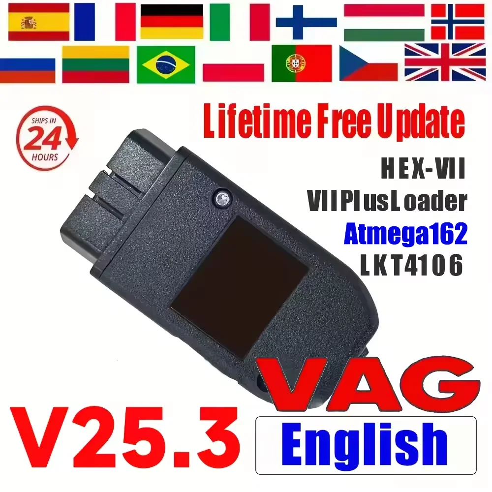 

Новинка 2025 года, сканер интерфейса VCDS 25,3 VAGCOM, многоязычный HEX V2 ATMEGA162 для VW/AUDI/Skoda/Seat, инструменты для диагностики автомобилей