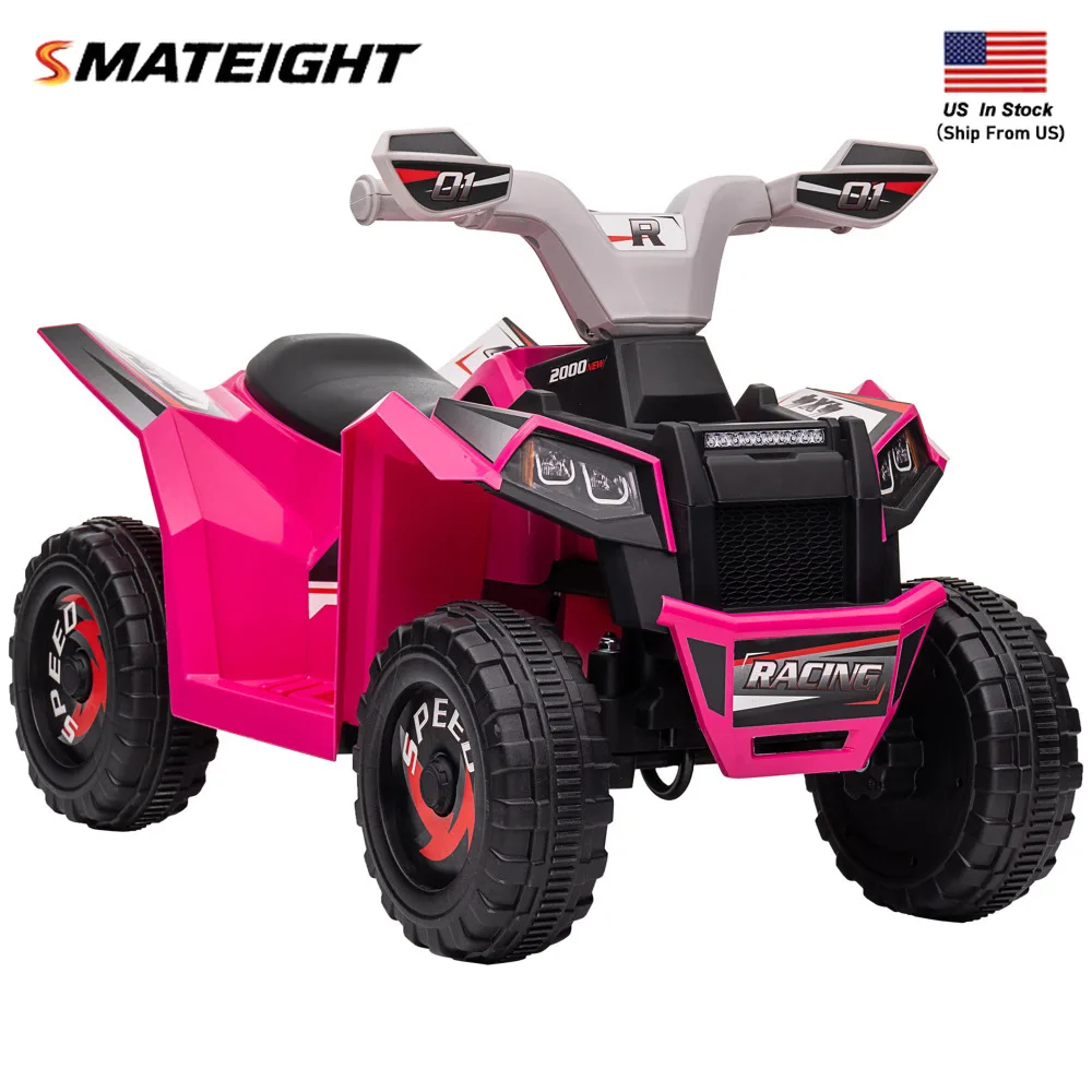 Aosom キッズATV四輪車、前進後退機能付き6V四輪車、幼児向け耐摩耗性ホイール