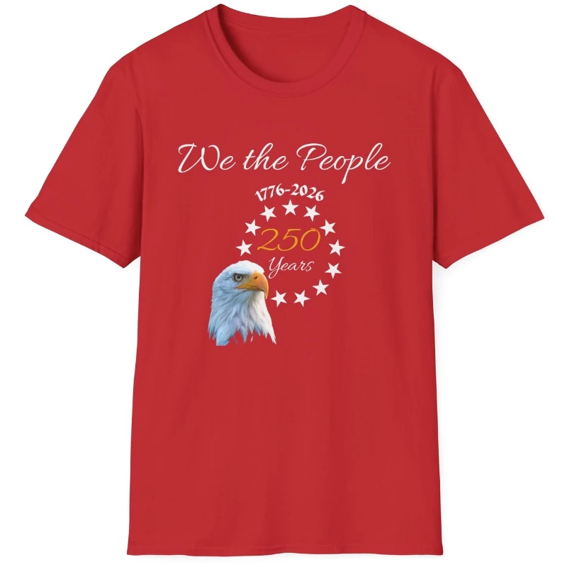 تي شيرت وطني نحن الناس أصلع النسر 250 سنة للجنسين تي شيرت 1776-2026 قطنية عالية الجودة جميع المواسم موضة عادية لينة مريحة #5