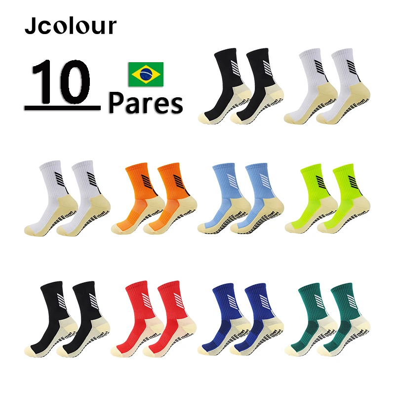 10 Pares, Meias de Futebol de Borracha Antiderrapantes, Masculinas, Femininas, Corrida, Respiráveis, Ciclismo, Futebol