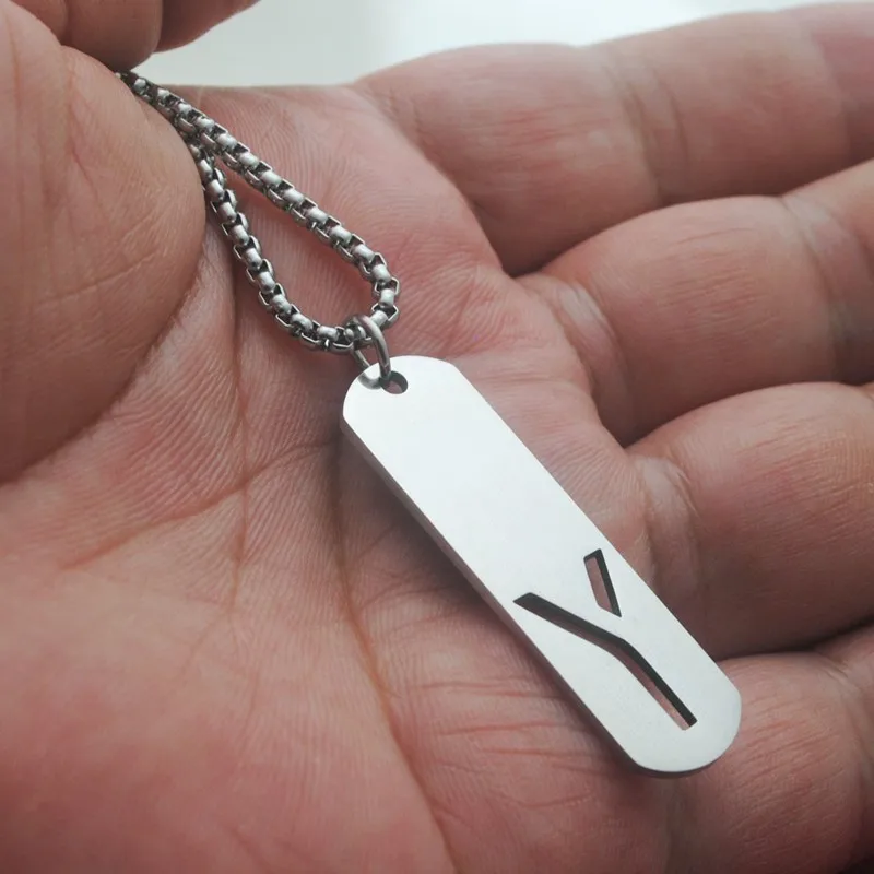 Stainless Steel Hollow Initial Letter Alphabet Pendant Necklace for Women Men