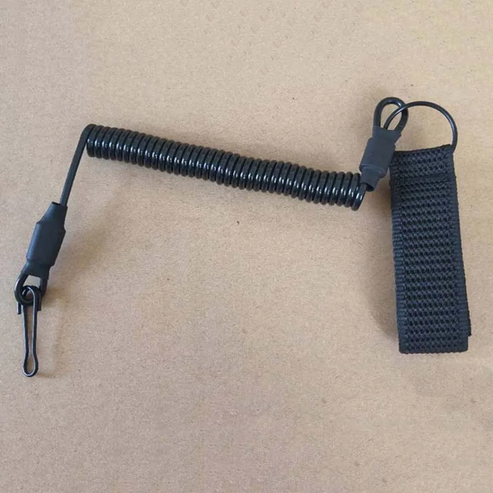 Tactical Anti-lost Elastic Lanyard Anti-theft Anti-cut Military Spring Seat Belt Gun Rope Key Ring Flashlight Accessories