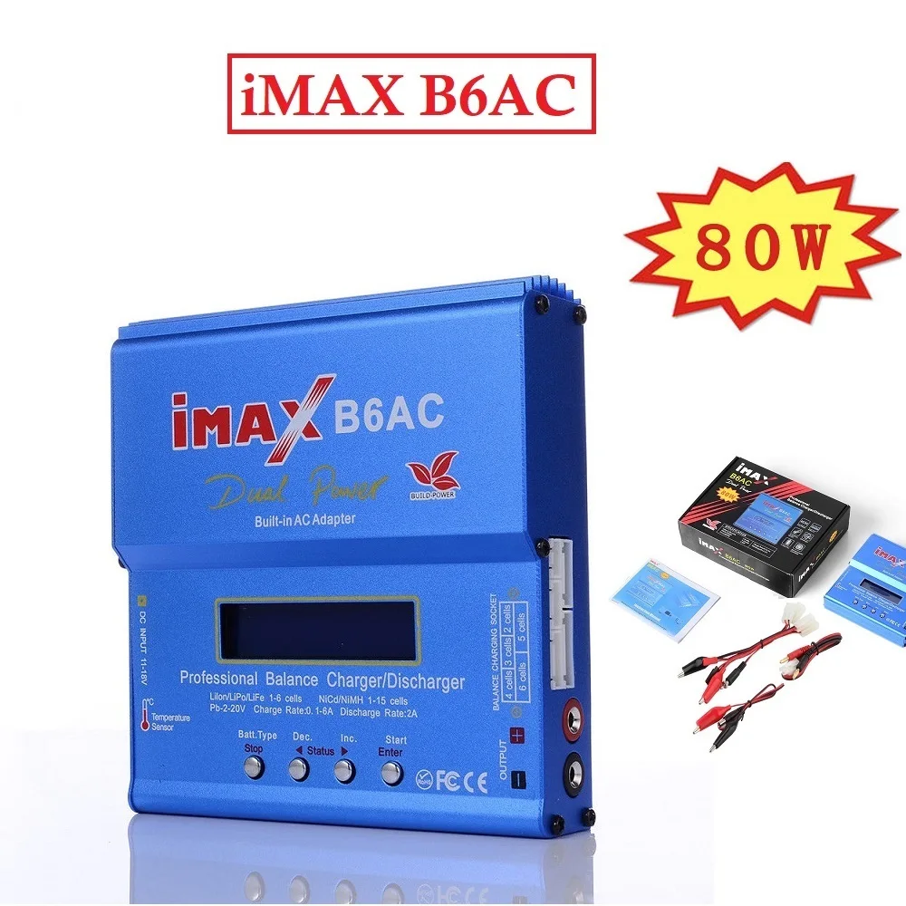 iMAX B6 AC Smart Charger 1-6Cells Lipo Battery Charger 80W B6AC 6A Balance Charger Digital LCD Screen Li-ion LiFe Nimh Nicd