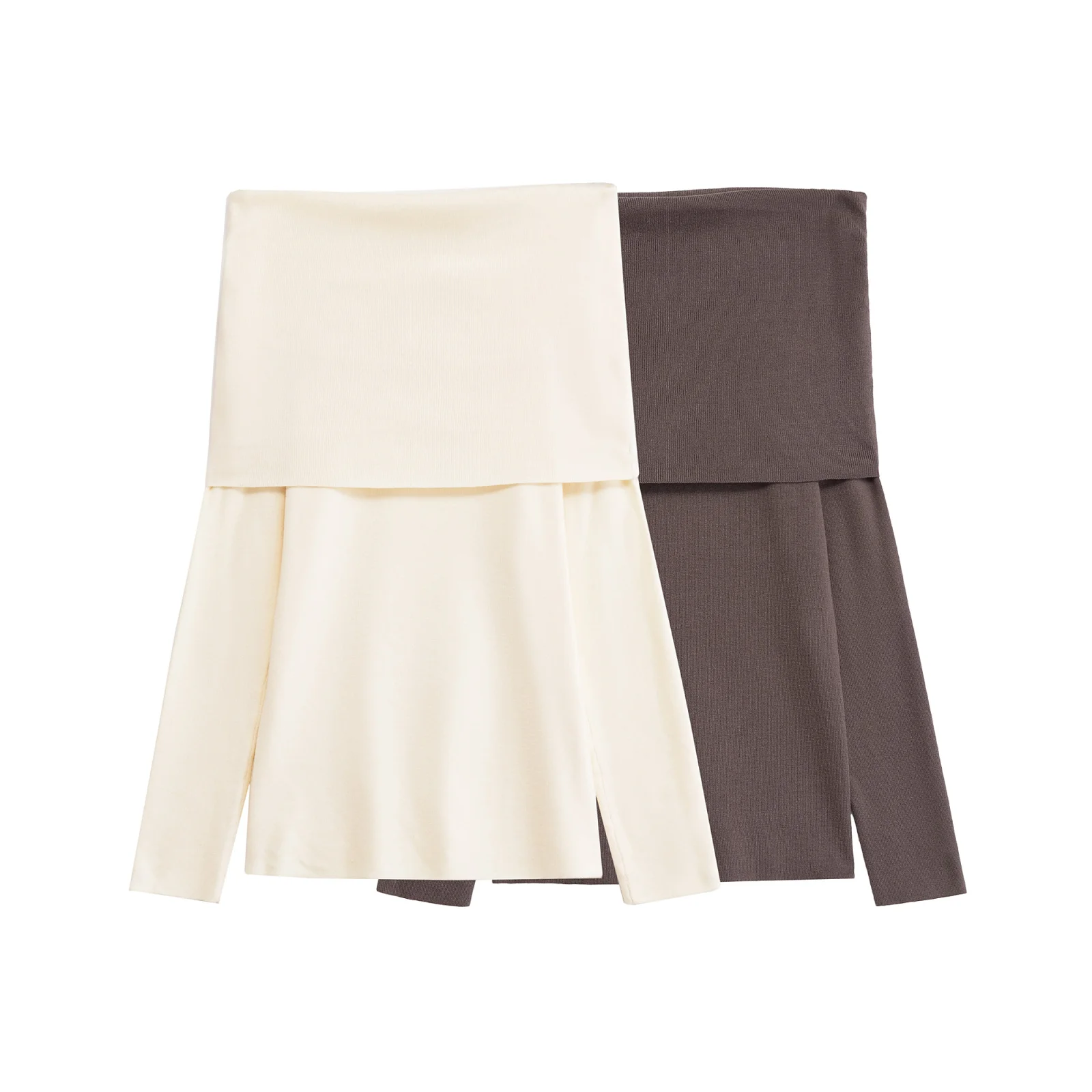 

Topenomi Temperament Solid Pullover Women Autumn Winter Off Shoulder Slim Fit Strapless Knitted Tops Simple Casual Folds Sweater