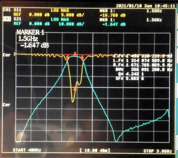 1350-1650MHz LC Discrete Component Bandpass Filter, Small Volume, SMA Interface