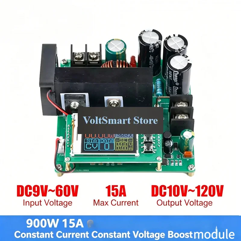 VoltSBST900W 15A CC CV Digital CNC LCD DC-DC Boost Power Module 8-60V Input 10-120V Output Step Up Voltage Converter Board