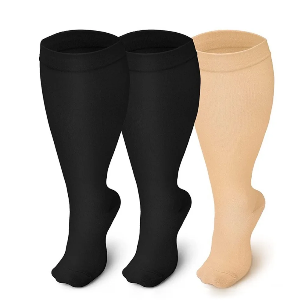 New Plus Size Compression Socks Solid Color 2XL-7XL Calf Socks Hosiery Yoga