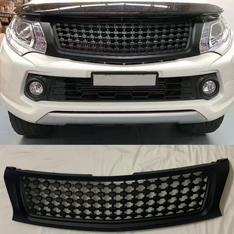 For Mitsubishi Triton L200 2015 2016 2017 2018 Car Auto Accessories Radiator Grills Racing Grille ABS Front Bumper Mask Mesh