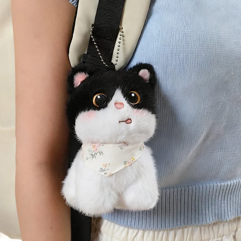 13/22cm Super Soft Fluffy Big-Eyed Kitty Plush Pendant Orange Tabby Calico Ragdoll Cat Stuffed Plushies Doll for Desk Decoration