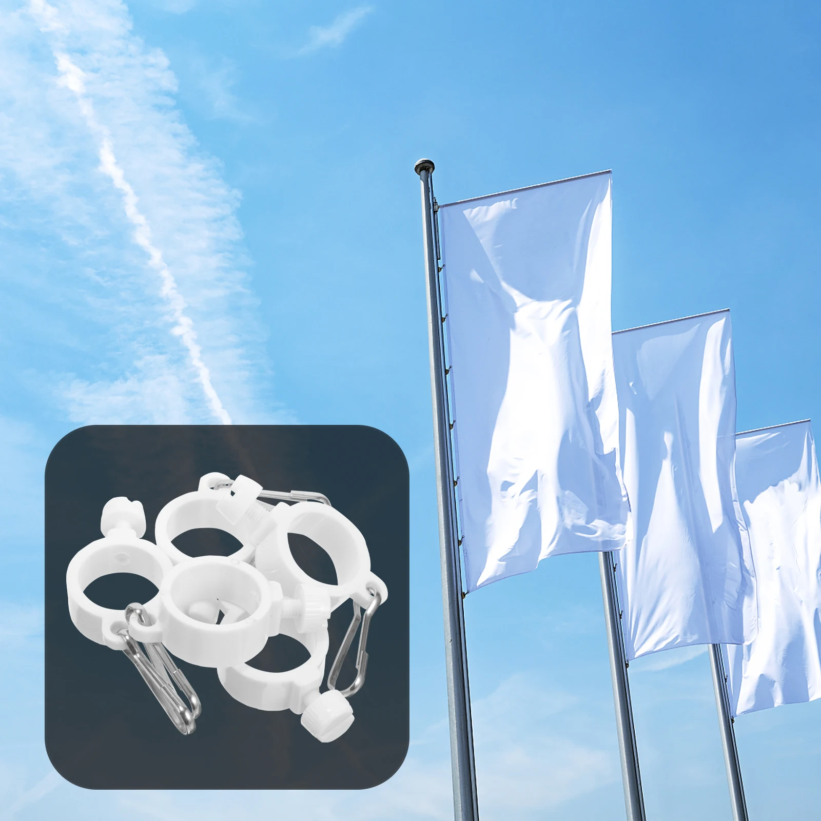 

5pcs Flag Pole Rings Aluminum Clips Smooth Rotation Durable Plastic Easy Removal Flying Flags Mounting Rings Rotating Flagpole