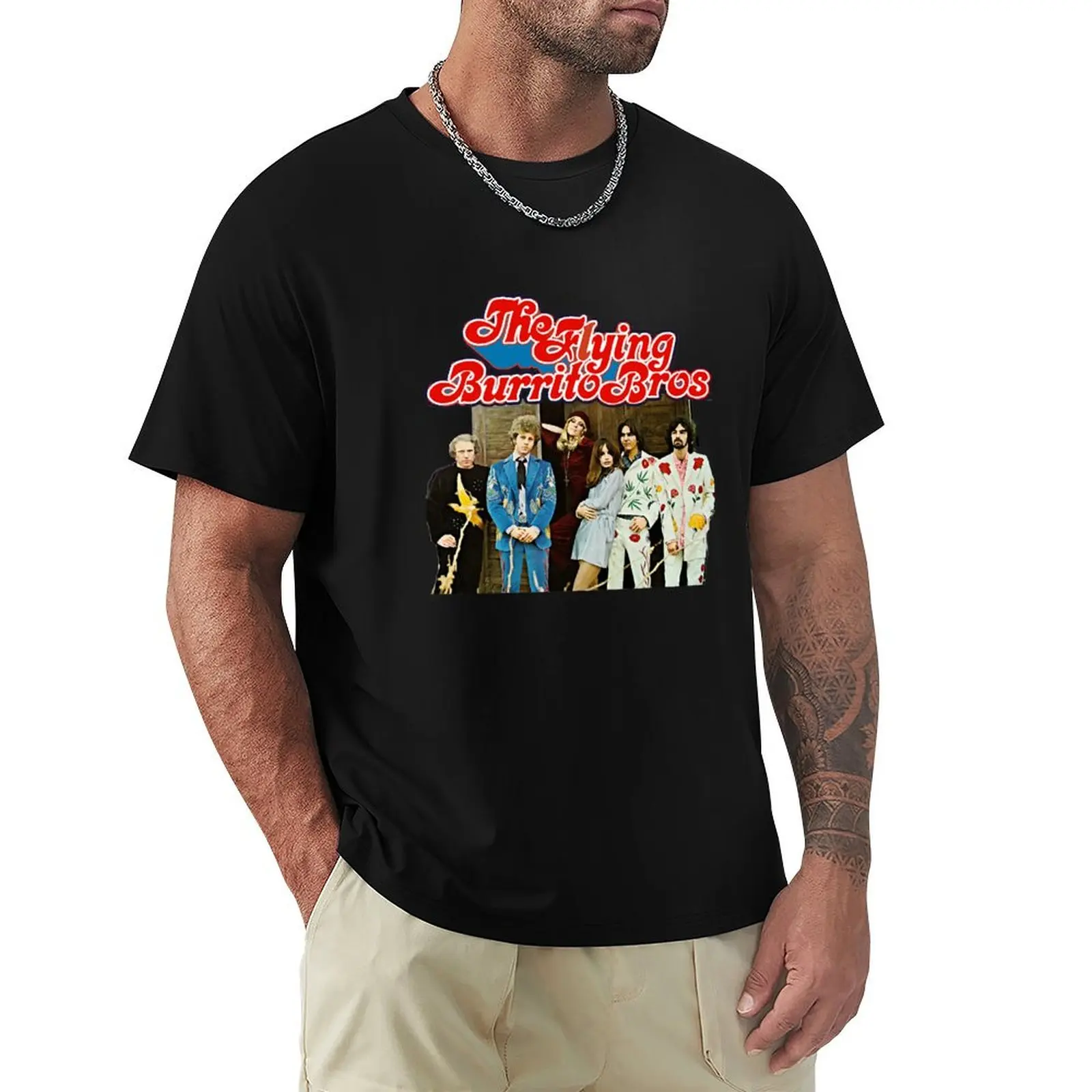 The Flying Burrito Bros featuring Gram Parsons T-Shirt Big Size Short Sleeve Tee for Men