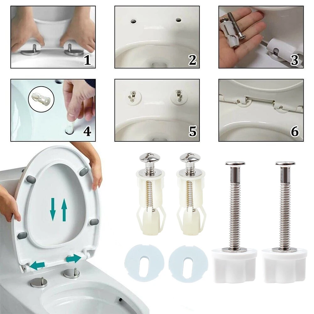 1set Top Fix Toilet Screws Nut Cover Lid Pan Fixing WC Blind Hole Fitting Kits Toilet Lid Hinges Accessories